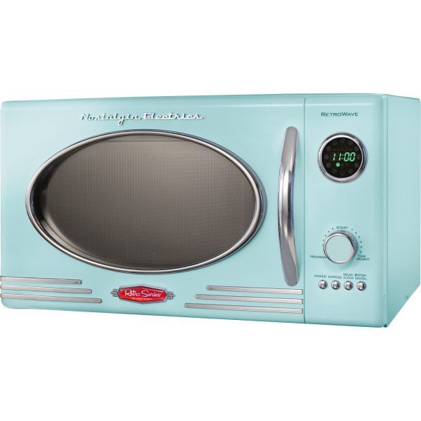 Nostalgia RMO4AQ Retro 0.9 Cubic Foot 800-Watt Countertop Microwave Oven, Aqua