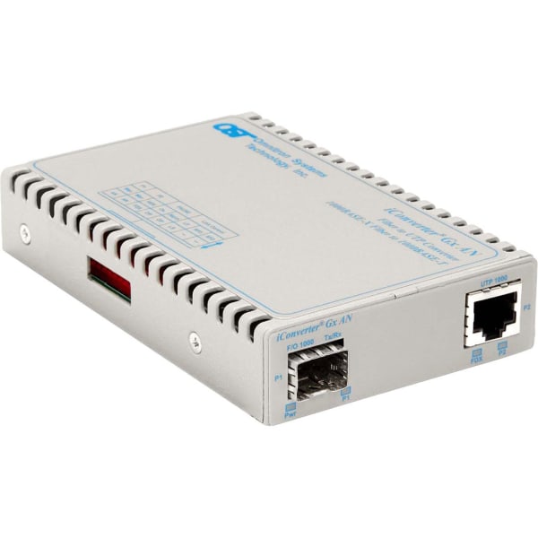 Omnitron iConverter 1000Mbps Gigabit Ethernet Fiber Media Converter RJ45 SFP - 1x 1000BASE-T; 1x 1000BASE-X (SFP); Standalone - 8519N-0-A