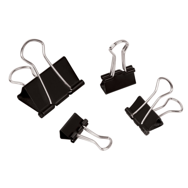 Office Depot Brand Binder Clip Combo Pack, Assorted Sizes, Black, Pack Of 200 Clips