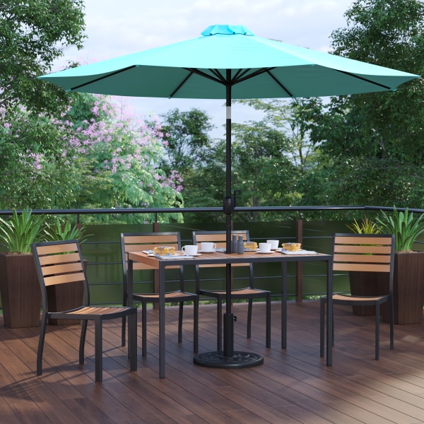 Photos - Garden Furniture Flash Furniture Lark 7-Piece All-Weather Patio Set, 29-1/2"H x 30"W x 48"D, Teal X34834UB19BTL 