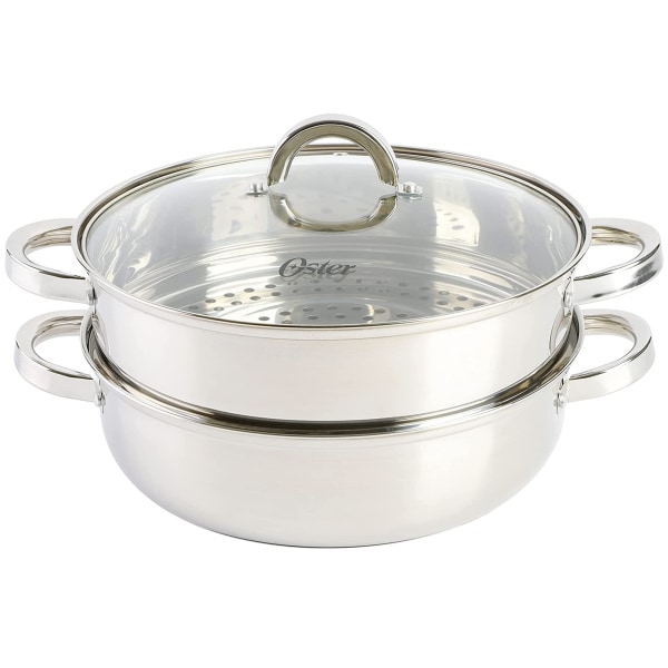 Oster Sangerfield 3 Piece 11 Inch Stainless Steel Everyday Pan with Steamer and Lid ( USED)