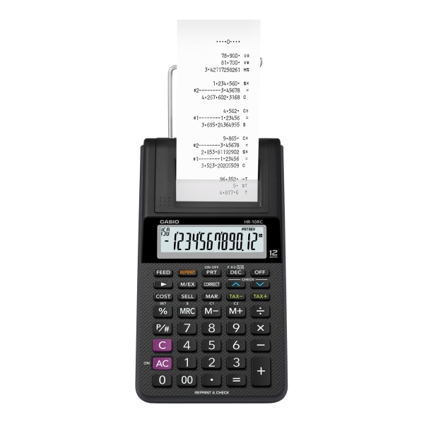 Casio HR-10RC Handheld Portable 12-Digit Printing Calculator perfect for High School and College