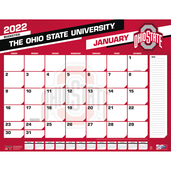 Lang Turner Licensing Monthly Desk Calendar, 22&rdquo; x 17&rdquo;, Ohio State University, January To December 2022