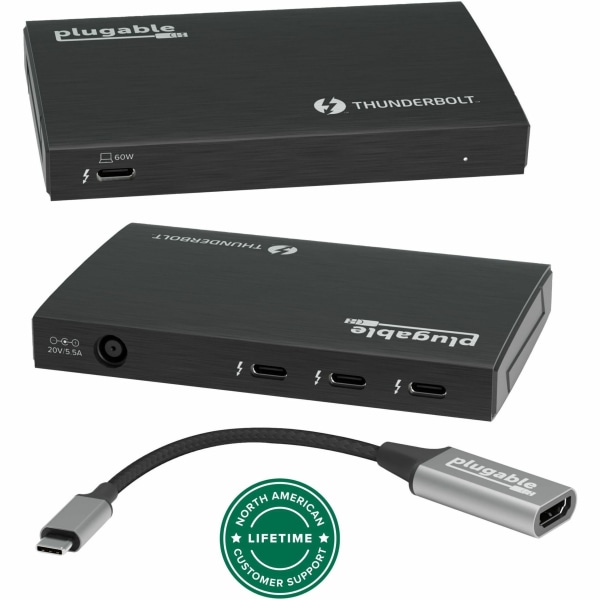 Plugable Thunderbolt 4 Hub, 4-in-1 Pure USB-C Design, Includes USB-C to 4K HDMI Adapter, Laptop Charging - TBT4HUB3C
