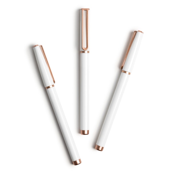 U Brands The Catalina Felt-Tip Pens, 0.7 mm, White Barrel, Black Ink, Pack Of 12