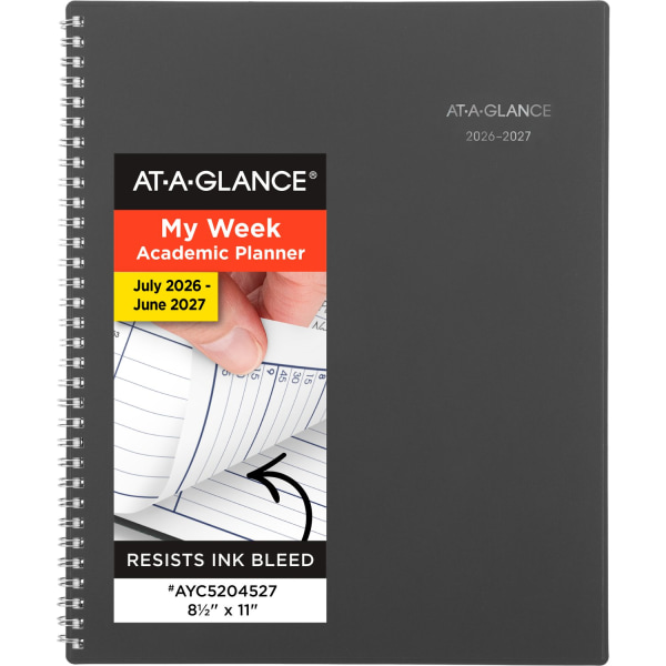 AT-A-GLANCE® DayMinder® Academic 2026-2027 Weekly Monthly Appointment Book Planner, Charcoal, Large, 8 1/2" x 11"