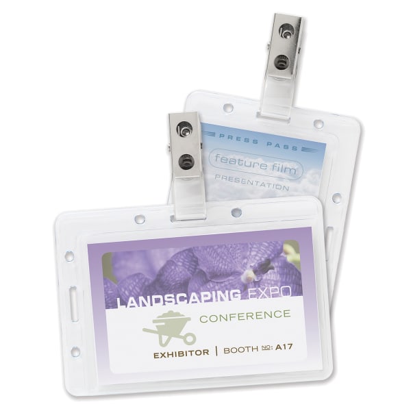 Office Depot Brand Plastic Convertible Badge Holders With Clips, Box Of 50 - XS-50 - Office Supplies Accommodates both vertical and horizontal badges   sku XS-50