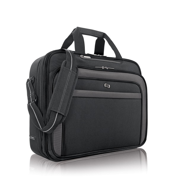 Solo New York Empire 17.3 Inch Laptop Briefcase, TSA Friendly, Black/Grey -  CLA314-4
