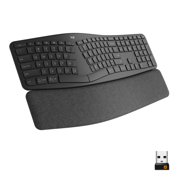 Logitech - ERGO K860 Ergonomic Full-size Wireless Keyboard for Windows and Mac with Palm Rest - Black