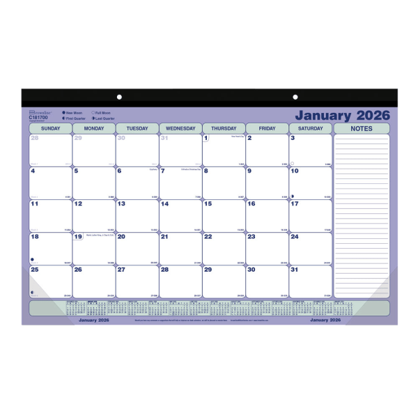 2026 Brownline® Monthly Desk Pad Calendar  17-3/4  x 10-7/8   Blue/White  January To December  C181700