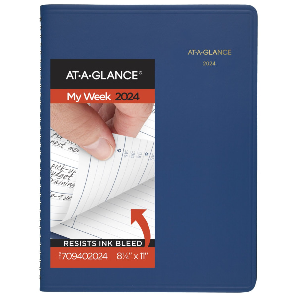 (set of 3) AT-A-GLANCE Fashion 2024 Weekly Appointment Book Planner Blue Large 8 14 x 11 -