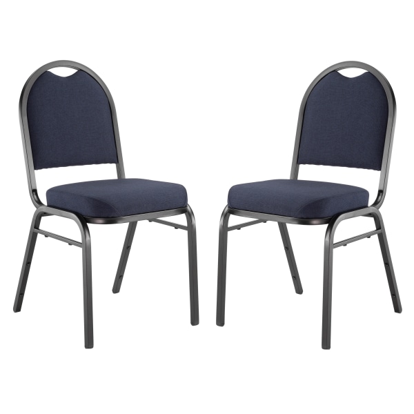 National Public Seating 9200 Series: Dome-Back Premium Fabric Upholstered Banquet Stack Chair, Midnight Blue Seat/Black Sandtex Frame, Set Of 2