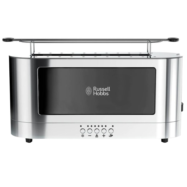 Russell Hobbs Stainless-Steel 2-Slice Extra-Wide-Slot Long Toaster With Glass Accent, Black