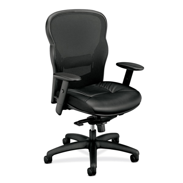 basyx by HON® VL701 Ergonomic Bonded Leather/Mesh High-Back Chair, Black -  BSXVL701ST11