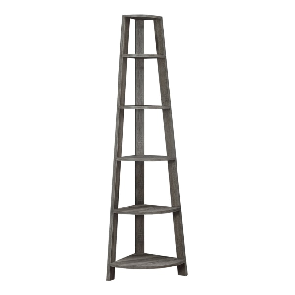 Photos - Wall Shelf Monarch Specialties Karlee 72"H 5-Shelf Corner Bookcase, Dark Taupe I 2497 