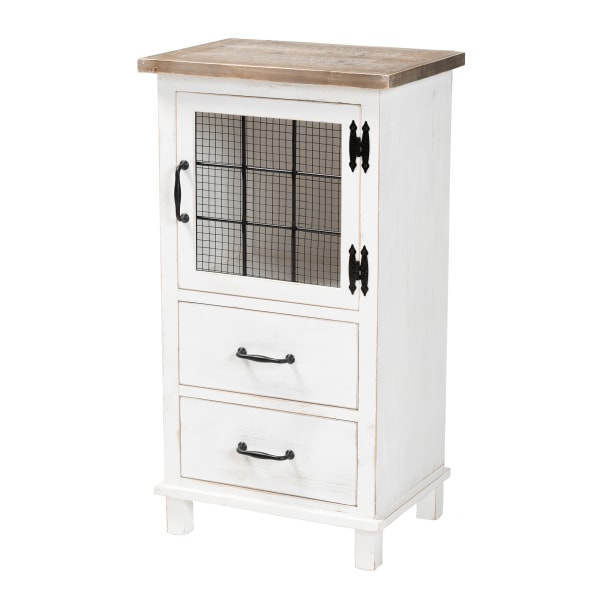 Baxton Studio Faron 19""W 2-Drawer Storage Cabinet, White/Oak Brown -  2721-11729