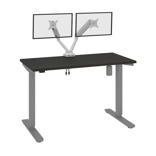 Photos - Other Furniture Bestar Upstand 48"W Standing Desk With Dual Monitor Arm, Deep Gray 175860-000032 