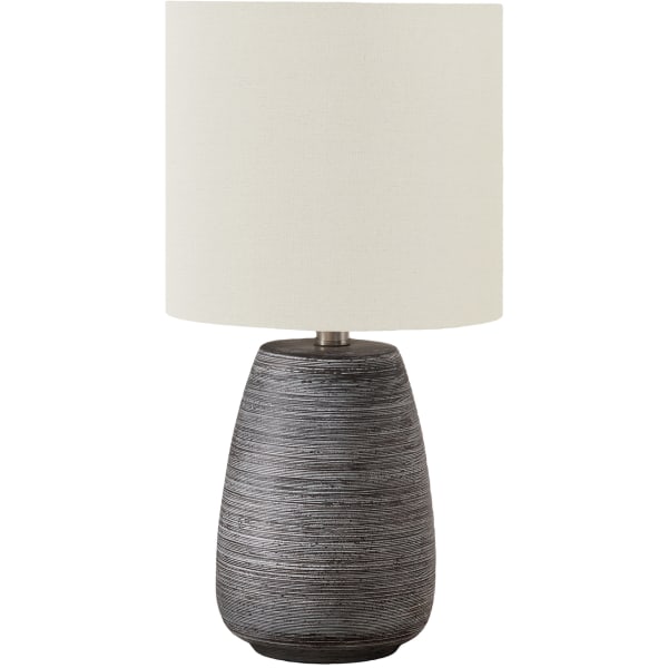 Lighting - 19 h Table Lamp - Gray Ceramic - Ivory Shade - Contemporary