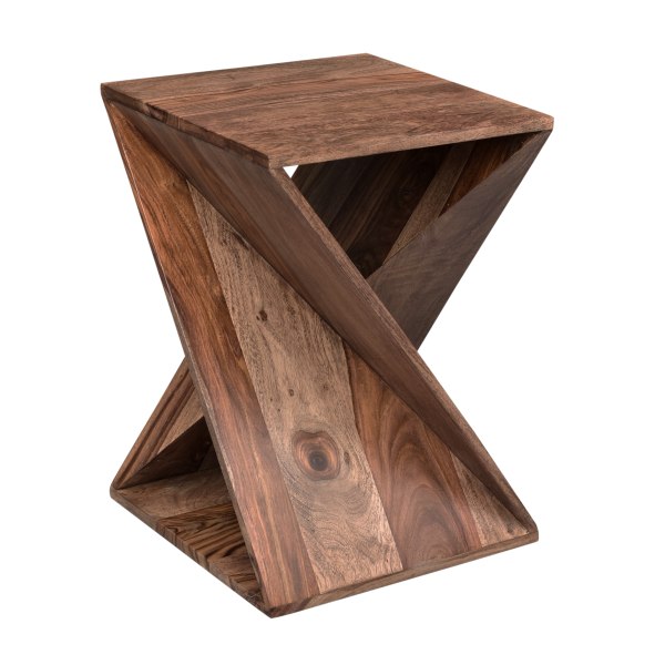 Coast to Coast Accents Rustic Solid Sheesham Wood Square Accent Table 16  Brown for Living Room Bedroom Bedside Entryway House