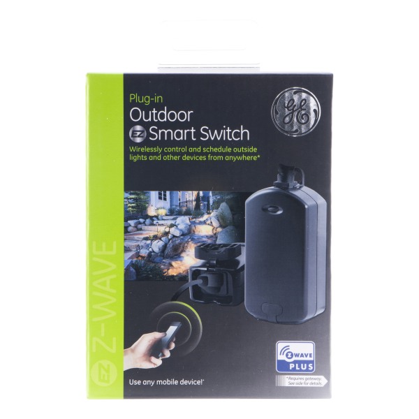 Z-Wave Plus Plug-in Outdoor Smart Switch, Black - GE 14284