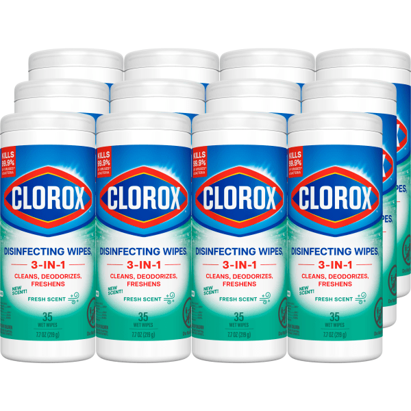 Clorox Disinfecting Bleach Free Cleaning Wipes Fresh Scent 35 Wipes Per Canister Box Of 12 Canisters