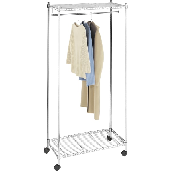Whitmor Garment Rack - 75.5"" Height x 36"" Width x 18"" Depth - Floor - Durable - Chrome - Steel - 1 -  6058-90
