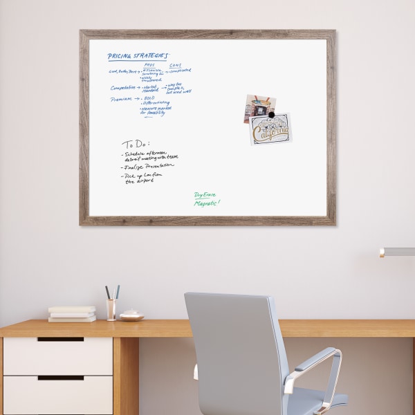 U Brands Magnetic Dry Erase Board, 48 X 36, Brown Rustic MDF Decor Frame