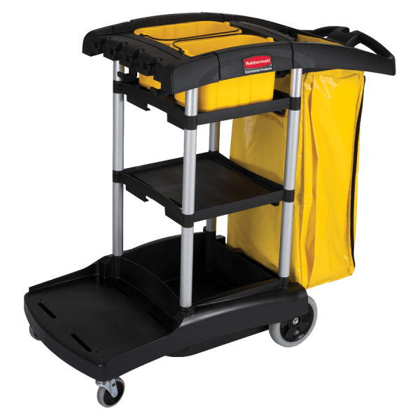 Rubbermaid Commercial High Capacity Cleaning Cart  21.75w x 49.75d x 38.38h  Black -RCP9T7200BK