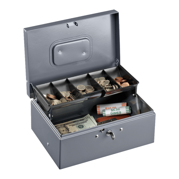 UPC 035255155076 product image for Sparco Key Lock Controller Cash Box With Tray, 5 Compartments, 3 7/16