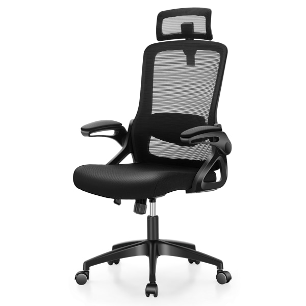 ALPHA HOME Ergonomic Mesh Mid-Back Office Task Chair With Adjustable Headrest, Black