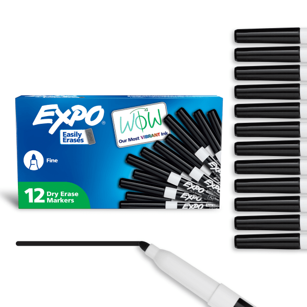 UPC 071641860018 product image for EXPO® Low-Odor Dry-Erase Pen-Style Markers, Black Ink, Pack Of 12 | upcitemdb.com