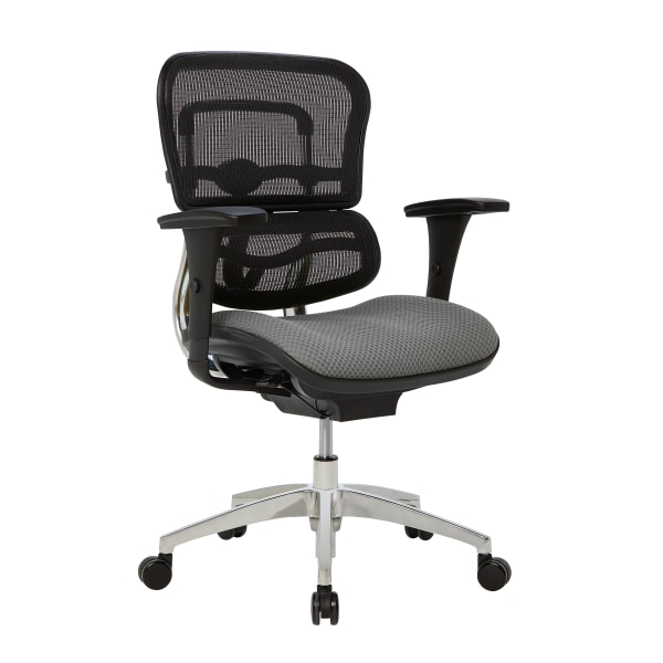 WorkPro® 12000 Series Ergonomic Mesh/Premium Fabric Mid-Back Chair, Black/Gray, BIFMA Compliant -  V-12000-AS90806