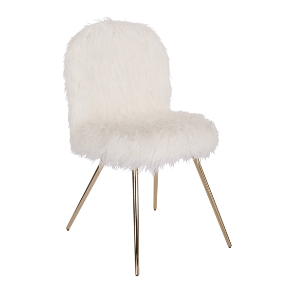 Office Star Avenue Six Julia Faux Fur Chair, White/Gold