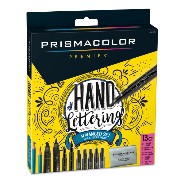 Prismacolor Premier Set Avanzado de Caligrafía a Mano con Marcadores de Ilustración, Plumas de Arte, Lápices, Borrador y Folleto de Consejos, 13 Piezas