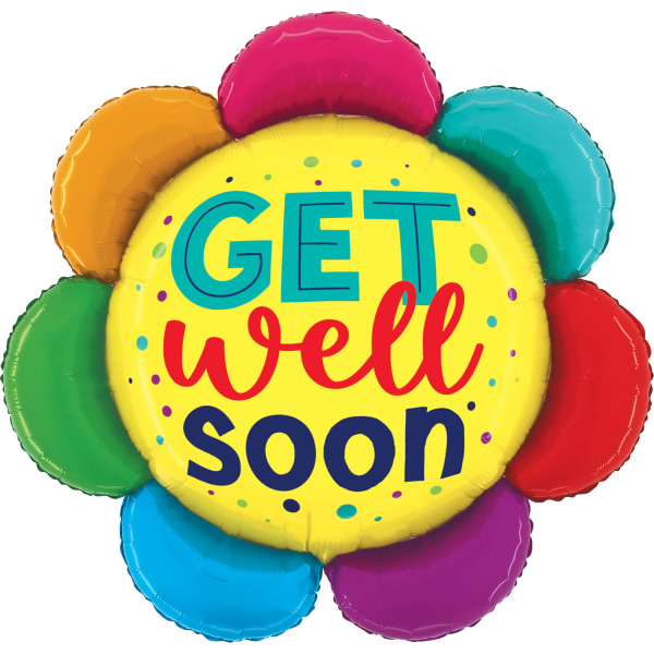 Amscan Get Well Foil Balloon, Circle, 27", Colorful Flower