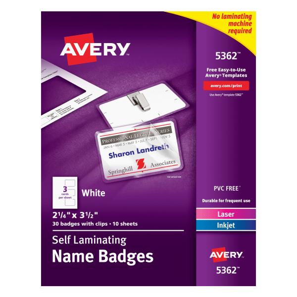 UPC 072782053628 product image for Avery® Customizable Self-Laminating Name Badges, 5362, 2.25