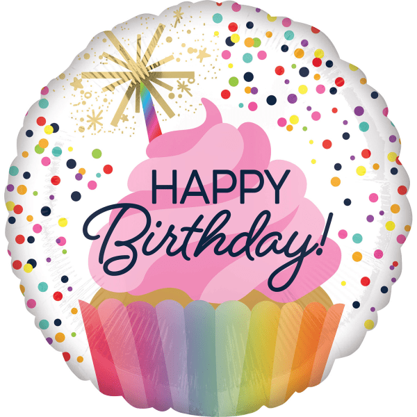 Amscan Birthday Foil Balloon, Circle, 18", Confetti Sprinkle