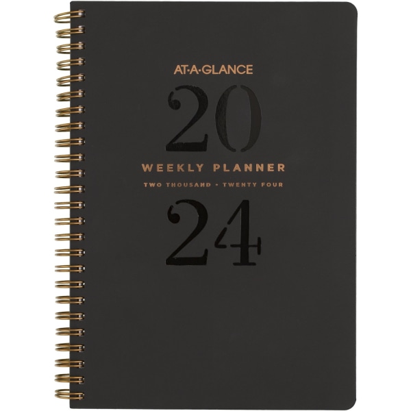 2024 AT-A-GLANCE Signature Lite 5.5  x 8.5  Weekly & Monthly Planner Poly Cover Black (YP200L-05-24)