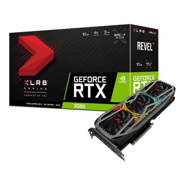 PNY GeForce� RTX� 3080 10GB XLR8 Gaming REVEL EPIC-X RGB� Triple-Fan LHR Graphics Card