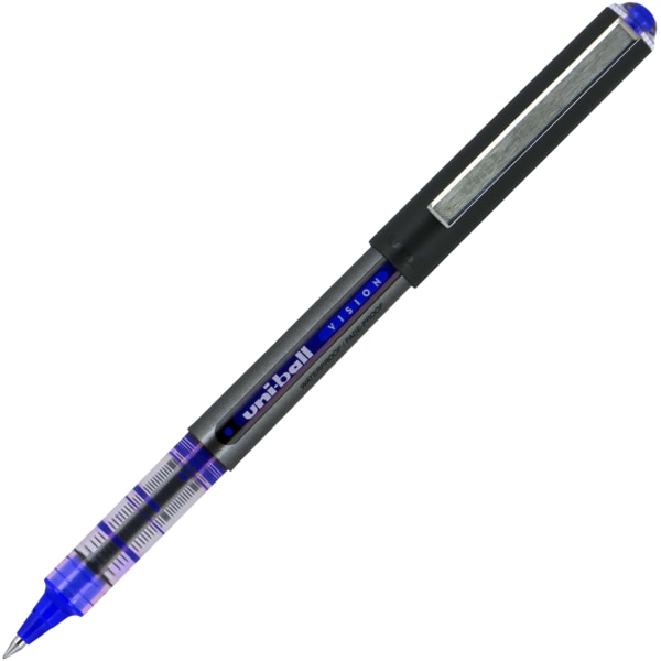 uni-ball Vision Liquid Ink Rollerball Pen, Extra-Fine Point, 0.5 mm, Blue Barrel, Blue Ink
