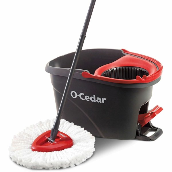 O-Cedar EasyWring Spin Mop & Bucket Kit, Black/Red (148473) | Quill