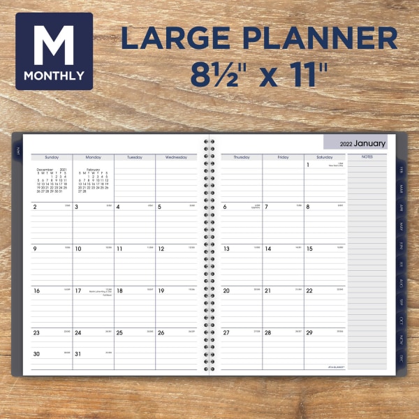 2022 Monthly Planner by AT-A-GLANCE 8-1/2" x 11" Large DayMinder Gray GC47007 