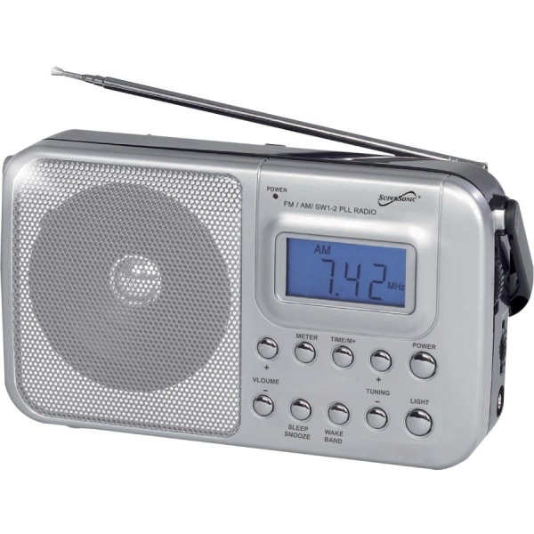 Supersonic 4 Band AM/FM/SW1-2 PLL Radio - LCD Display - Headphone - 2 x AAA - Portable -  SC-1091