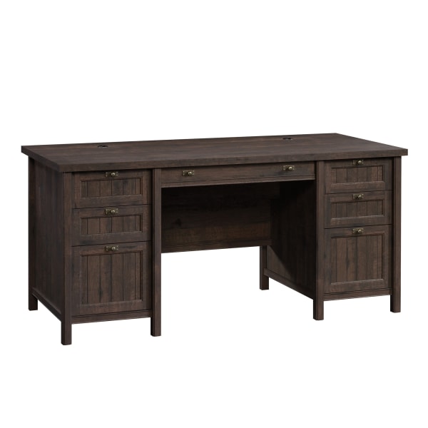 Costa Executive Desk Coffee Oak - Sauder: Cottage-Inspired, Home Office Furniture with Storage