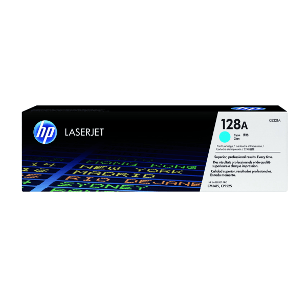 HP 128A Cyan Standard Yield Toner Cartridge, Prints Up to 1,300 pages (CE321A) | Quill
