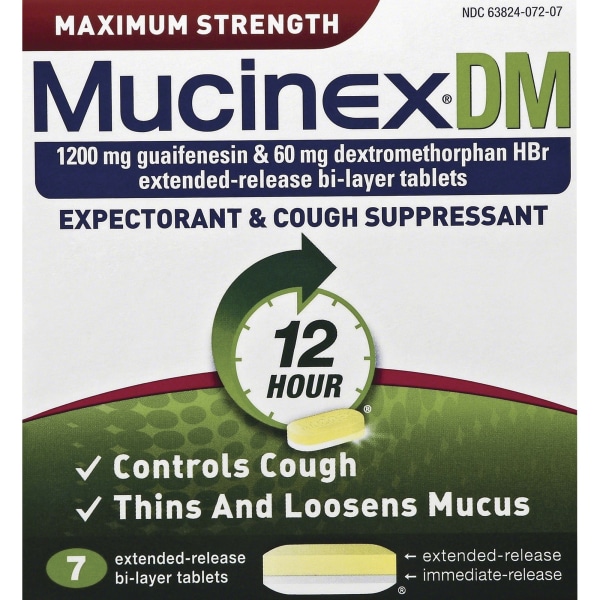 Mucinex DM Cough Tablets  For Cough Nasal Congestion Chest Congestion Runny Nose  7  Box