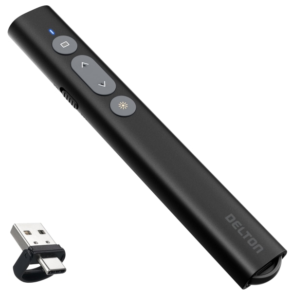 Delton LP21 2.4GHz Wireless Presentation Remote with Laser Pointer, Black (DLP21) | Quill