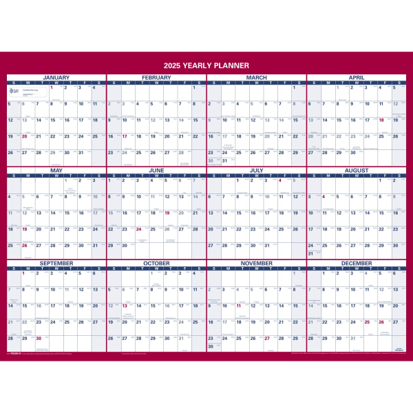 AT-A-GLANCE 2025 Vertical Horizontal Reversible Yearly Wall Calendar Small 12 x