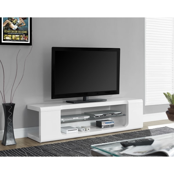 Photos - Mount/Stand Monarch Specialties Glossy TV Stand For TVs Up To 60", White I 3535 