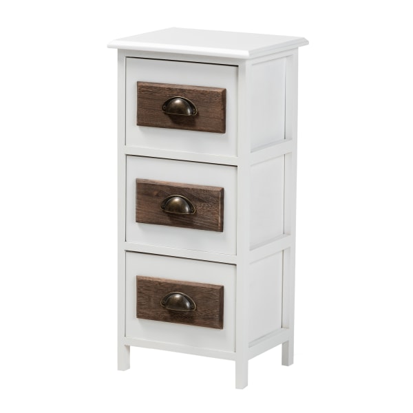 Photos - Wall Shelf Baxton Studio Fanning 13"W 3-Drawer Storage Unit, White/Walnut Brown 2721-12251